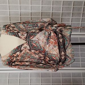 City chic aztec print wrap around blouse